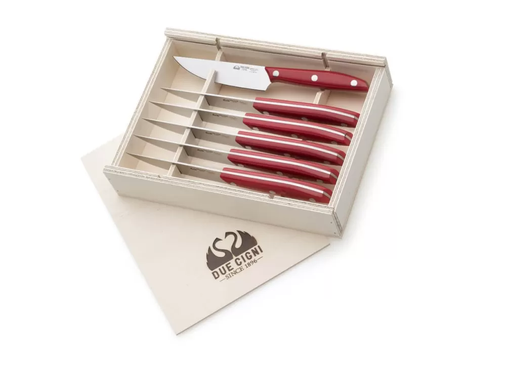 Due Cigni 1896 Steak Knife Set Pom Red> Steak Cutlery