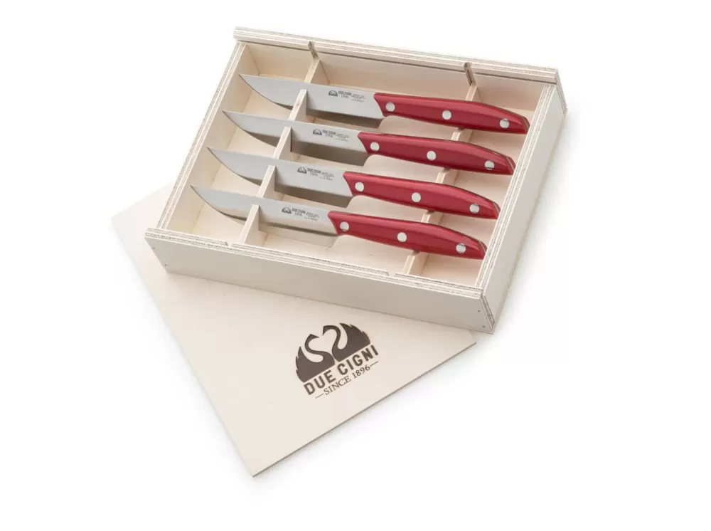 Due Cigni 1896 Steak Knife Set Pom Red Ii> Steak Cutlery