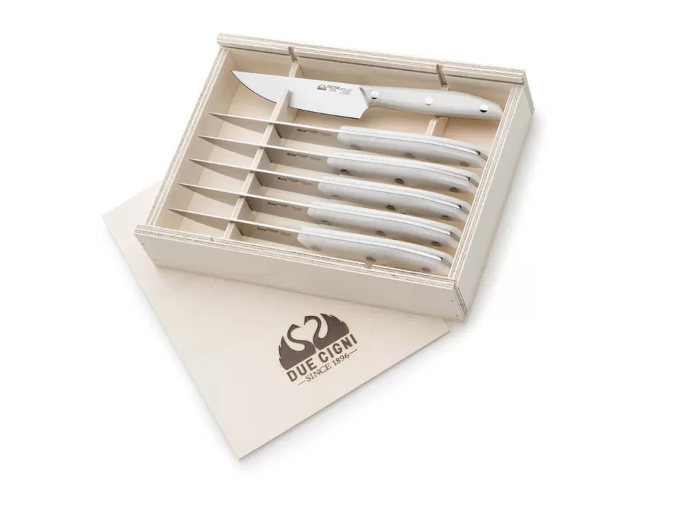 Due Cigni 1896 Steak Knife Set Pom White> Steak Cutlery