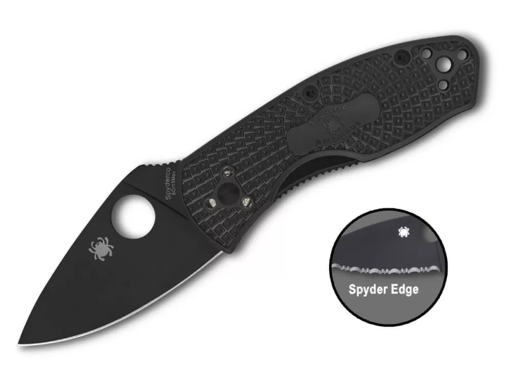 Cheap Spyderco Ambitious Lightweight Black Blade Spyderedge