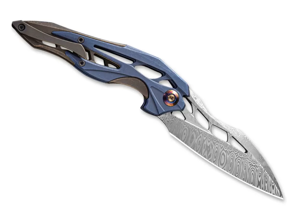 Best WE Knife Arrakis Damascus Blue