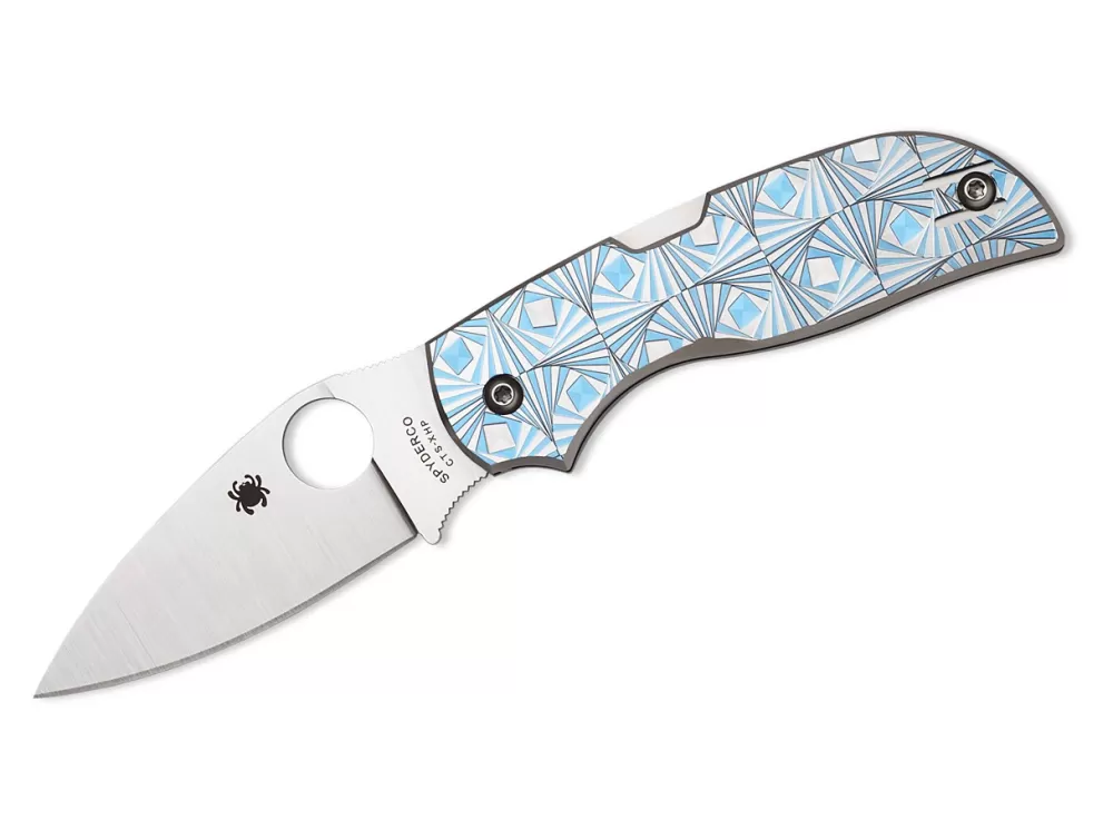 Clearance Spyderco Chaparral Stepped Titanium Blue