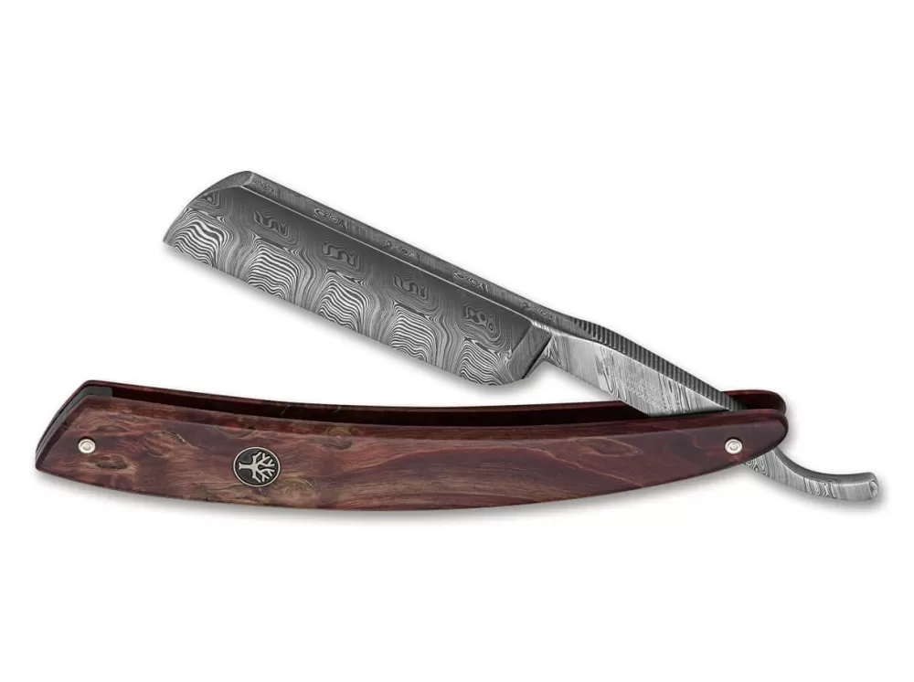 Böker Manufaktur Solingen Damascus Curly Birch> 6/8" Straight Razors