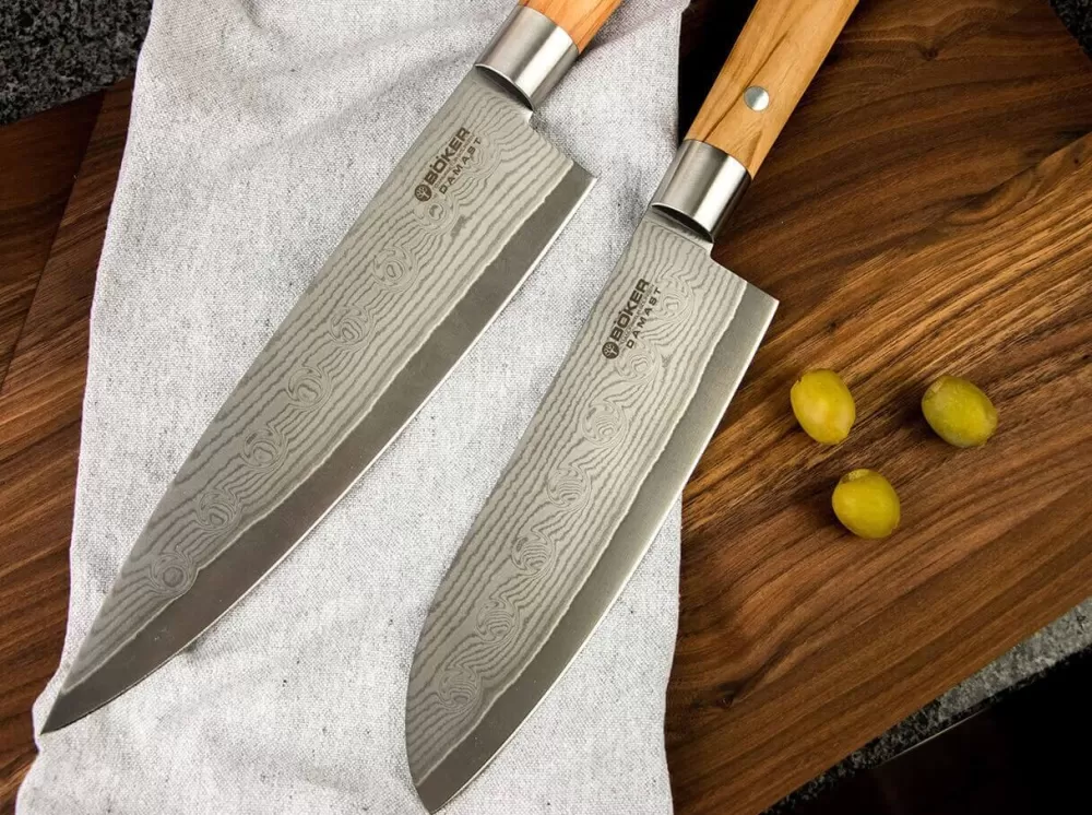 Böker Manufaktur Solingen Damascus Olive Chef'S Knife Small> Damascus Knives