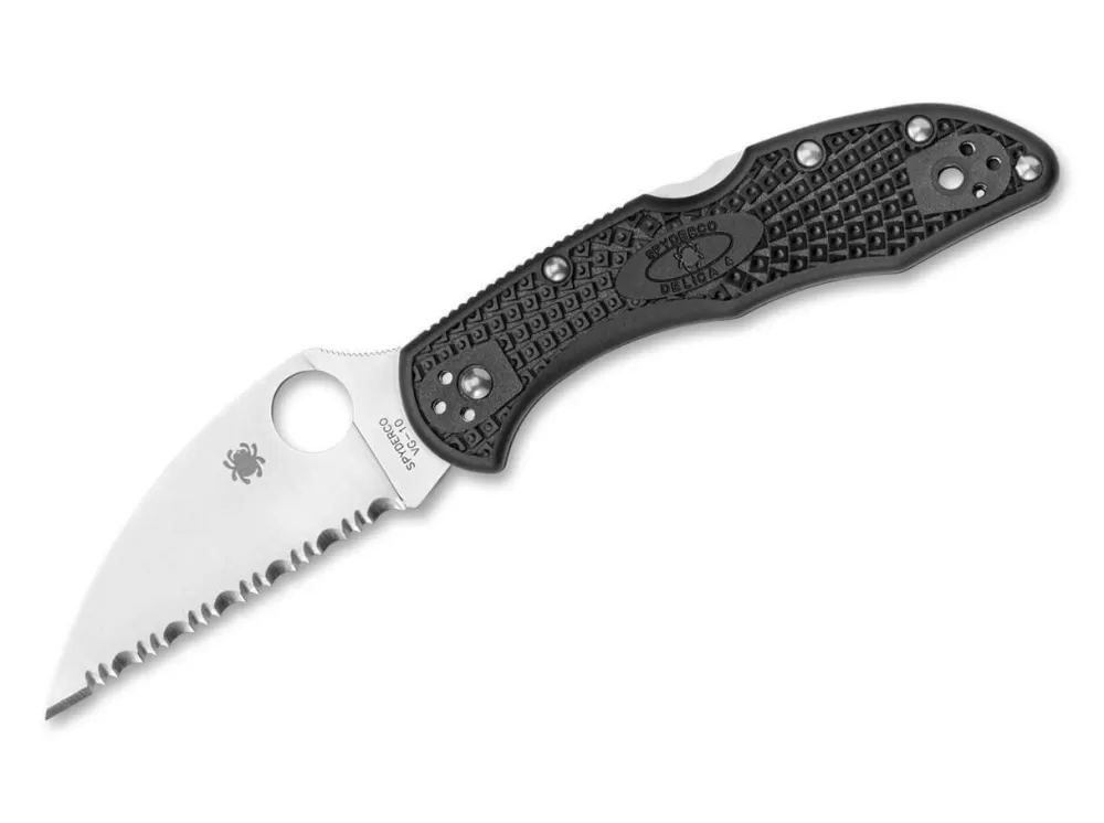 Shop Spyderco Delica 4 Lightweight Flat Ground Black Wharncliffe Serrated