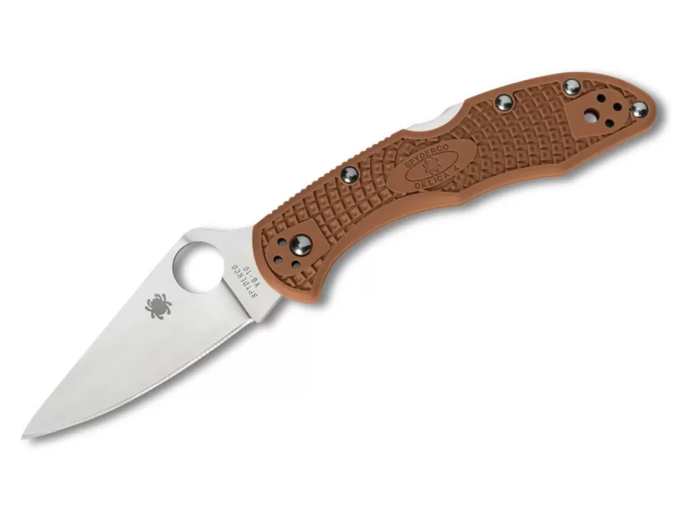 Online Spyderco Delica 4 Lightweight Flat Ground Brown