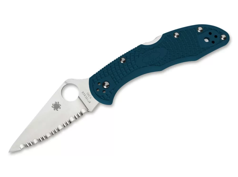 Best Sale Spyderco Delica 4 Lightweight K390 Serrated Blue