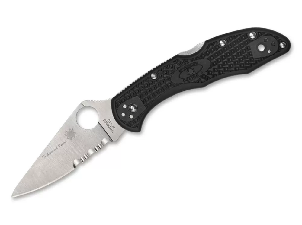 Hot Spyderco Delica 4 Lightweight Thin Blue Line Combination