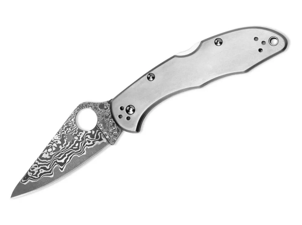 Cheap Spyderco Delica 4 Titanium Damascus