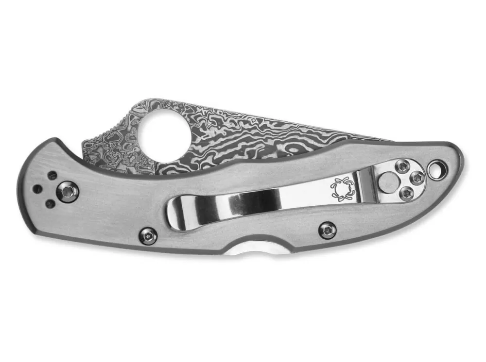 Cheap Spyderco Delica 4 Titanium Damascus