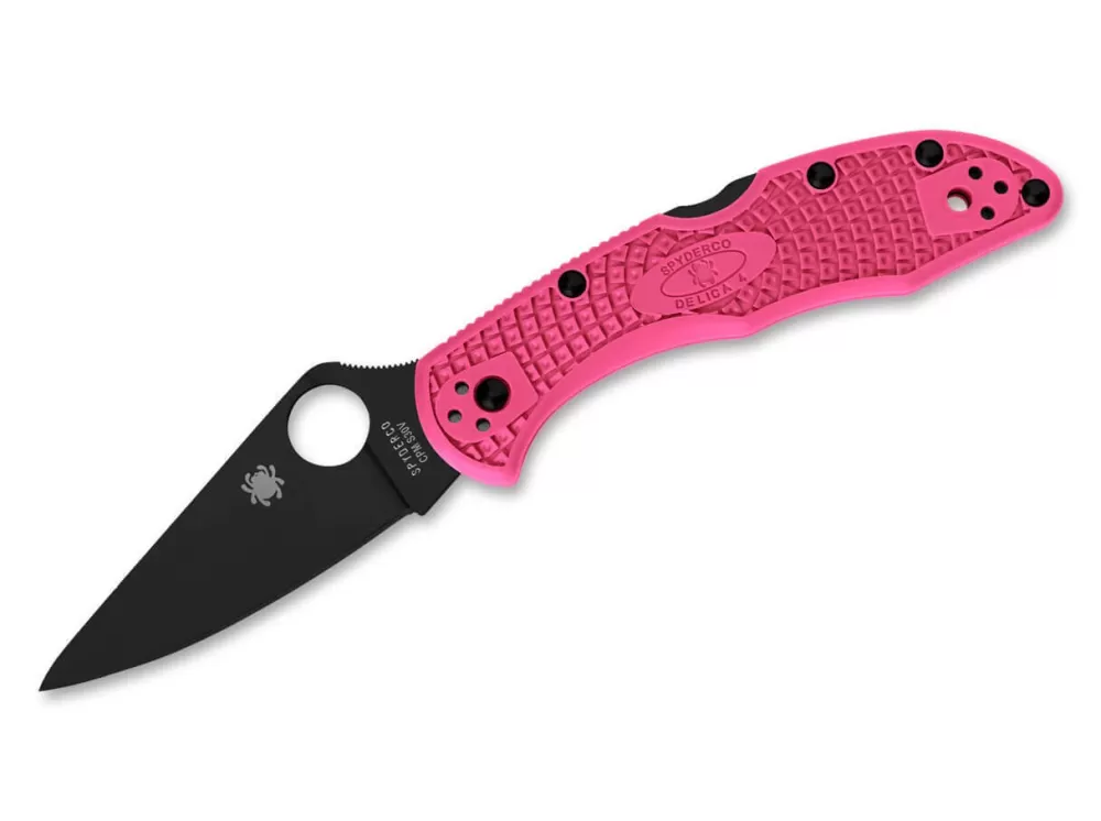 Flash Sale Spyderco Delica Pink Heels Black Blade