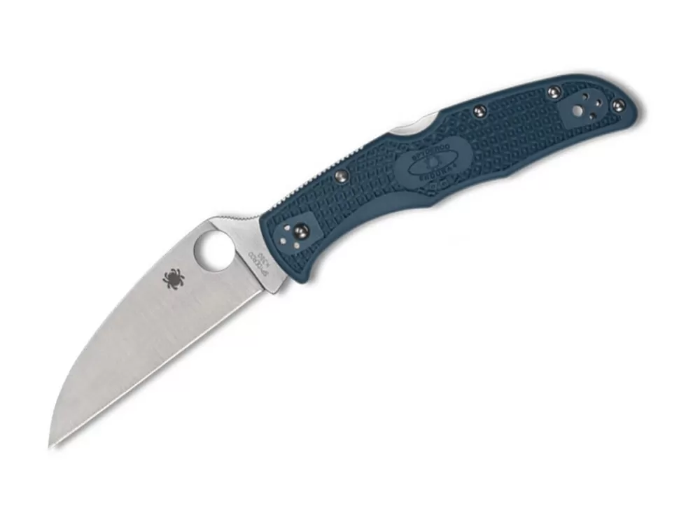 Best Sale Spyderco Endura 4 Lightweight Wharncliffe K390 Blue Plainedge