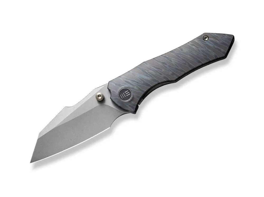 Cheap WE Knife High-Fin Titanium Grey Tiger Stripe