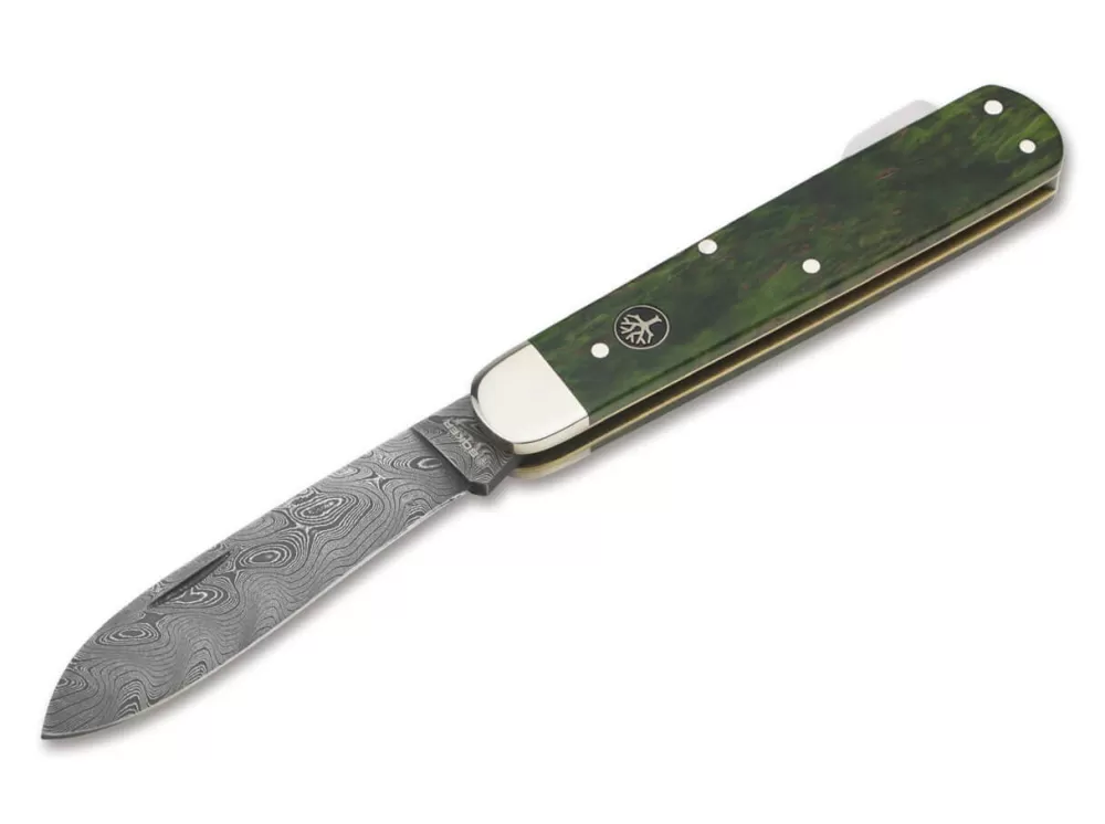 Flash Sale Böker Manufaktur Solingen Hunters Knife Mono Damascus Curly Birch Green