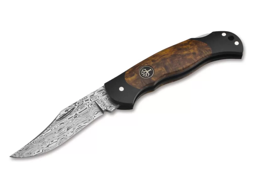 Store Böker Manufaktur Solingen Junior Scout Lightweight Curly Birch Brown Damascus