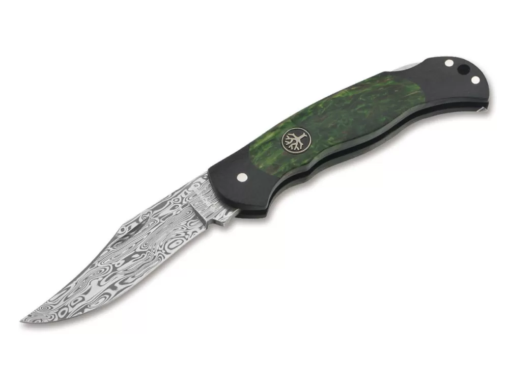 Shop Böker Manufaktur Solingen Junior Scout Lightweight Curly Birch Green Damascus