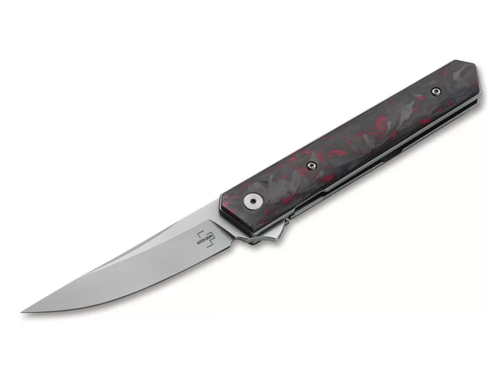 Shop Böker Plus Kwaiken Flipper Red Marble Carbon