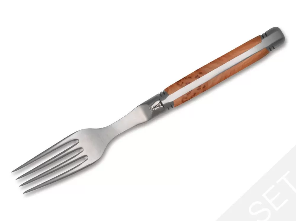 Goyon-Chazeau Laguiole Steak Fork Set Juniper Wood> Steak Cutlery