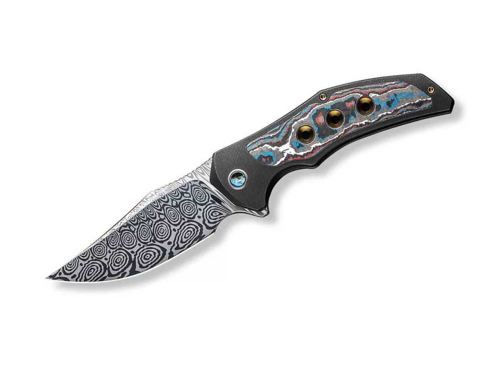 Best WE Knife Magnetron Black Nebula Fat Carbon Damascus