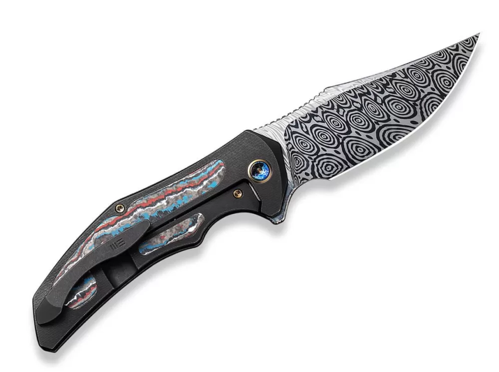 Best WE Knife Magnetron Black Nebula Fat Carbon Damascus