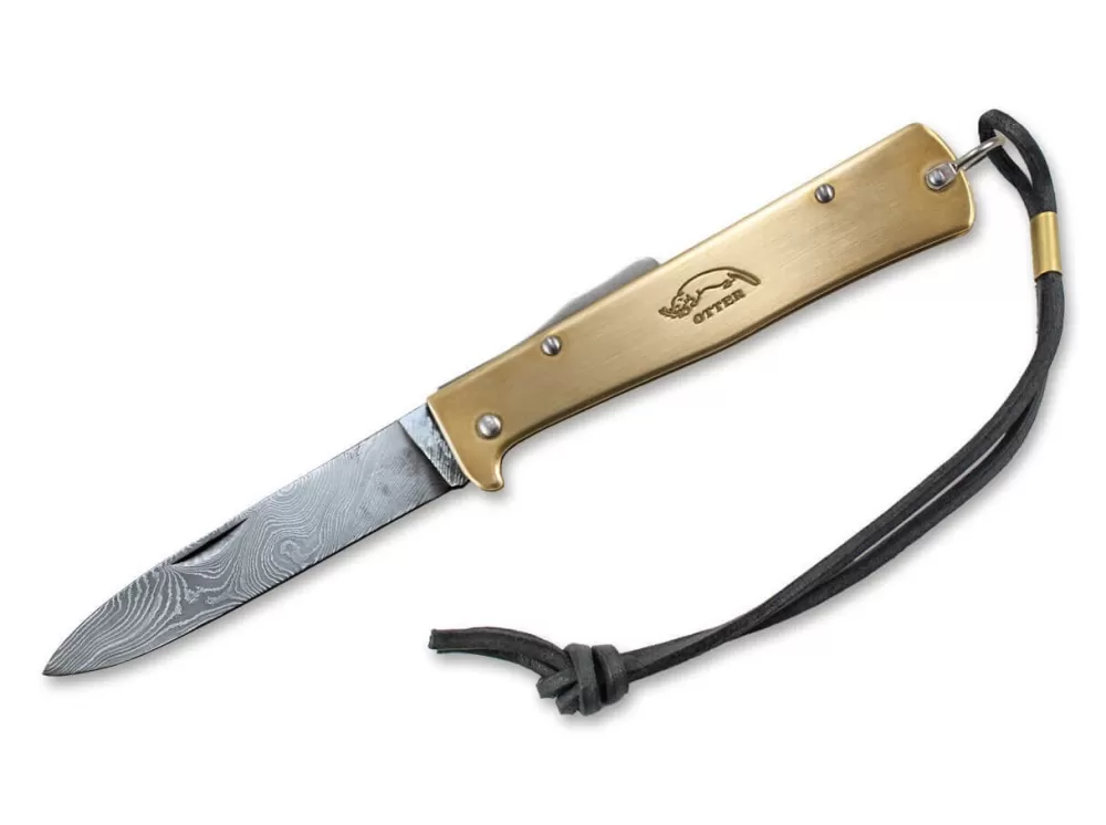 Clearance Otter Mercator Knife Brass Damascus