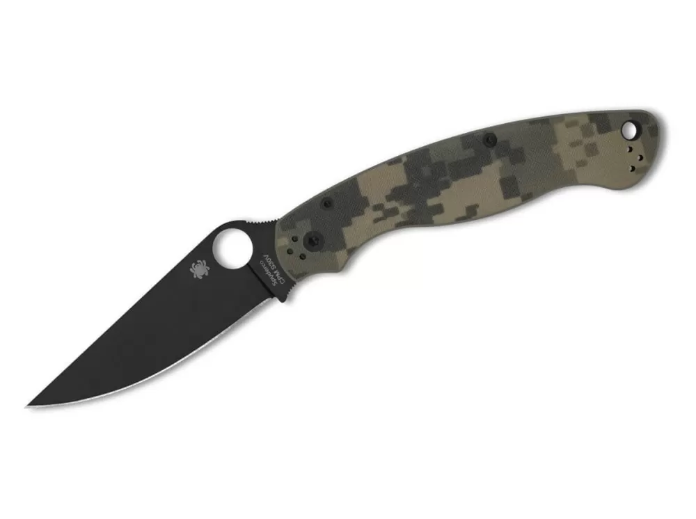 New Spyderco Military 2 G10 Digital Camo Black Blade Plainedge