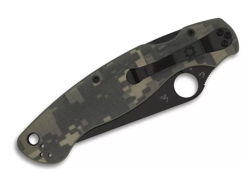 New Spyderco Military 2 G10 Digital Camo Black Blade Plainedge