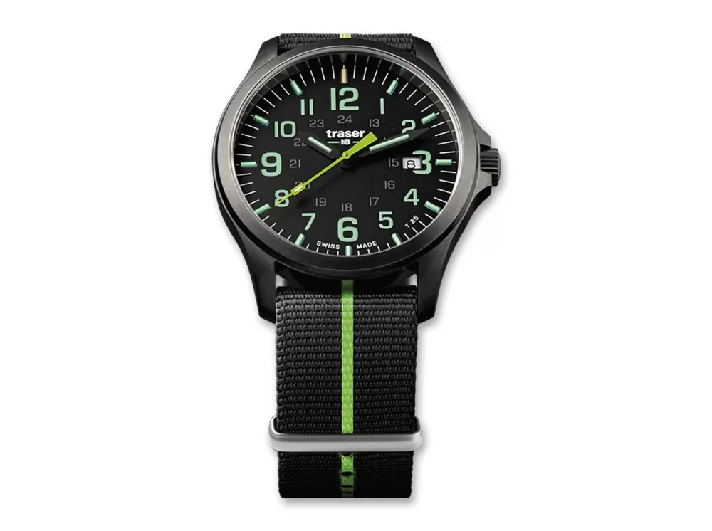 Traser P67 Officer Pro Gunmetal Black & Lime Nato> Tactical Watches