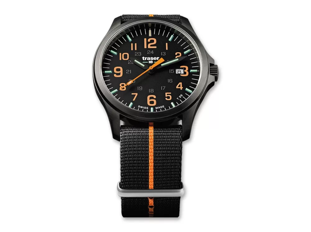 Traser P67 Officer Pro Gunmetal Black & Orange Nato> Tactical Watches