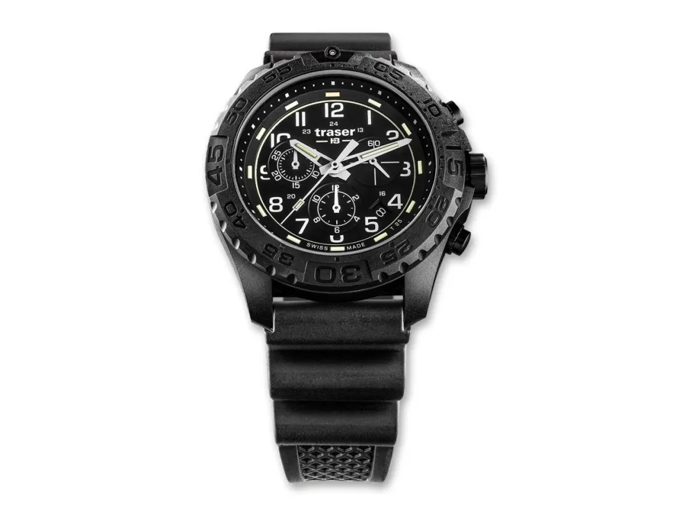 Traser P96 Odp Evolution Chrono Black Rubber> Tactical Watches