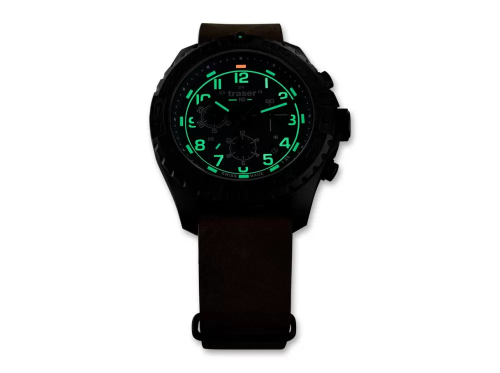 Traser P96 Odp Evolution Chrono Green Leather> Tactical Watches