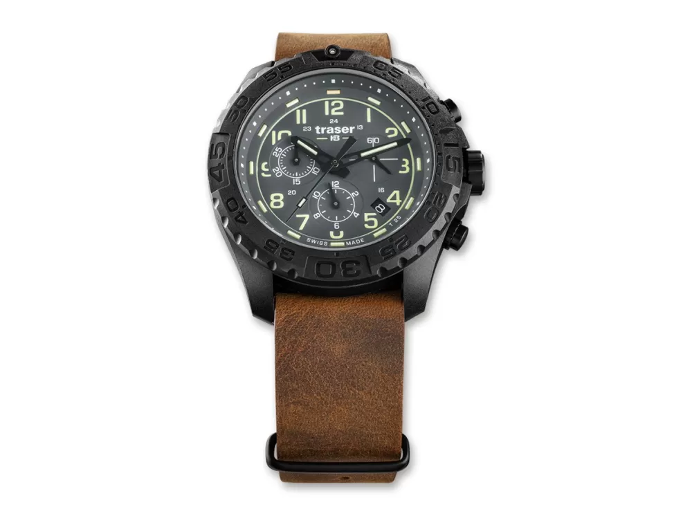 Traser P96 Odp Evolution Chrono Grey Leather> Tactical Watches