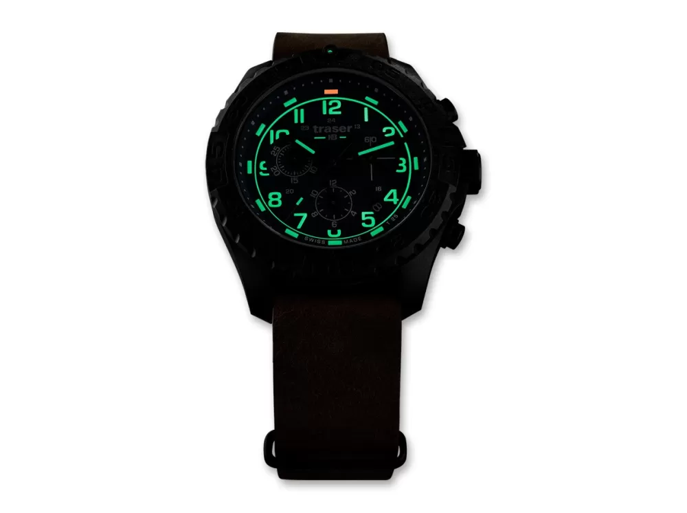 Traser P96 Odp Evolution Chrono Grey Leather> Tactical Watches