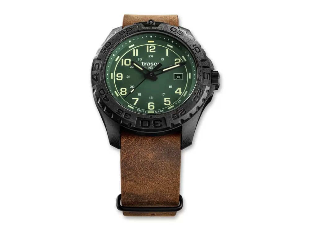 Traser P96 Odp Evolution Green Leather> Tactical Watches