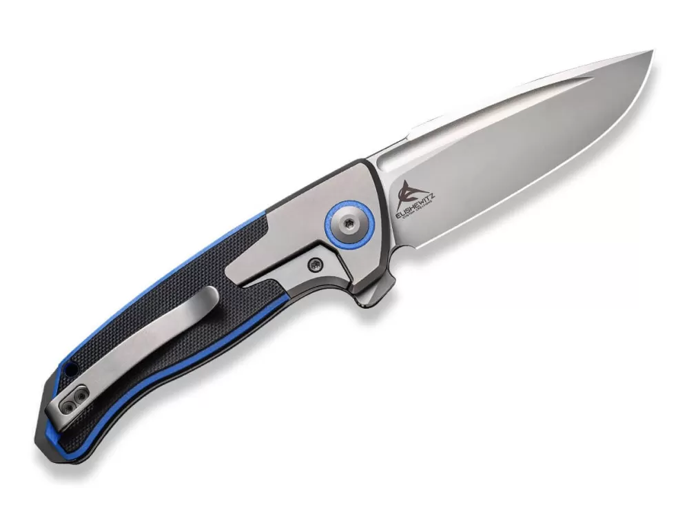 Fashion WE Knife Press Check Titanium G10 Black Blue Dp