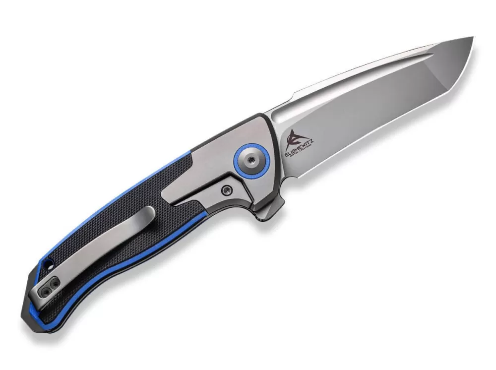 Shop WE Knife Press Check Titanium G10 Black Blue Tanto