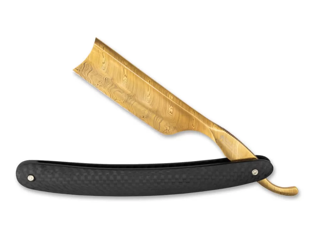 Böker Manufaktur Solingen Rasiermesser Damast Carbon Gold> Damascus Straight Razors