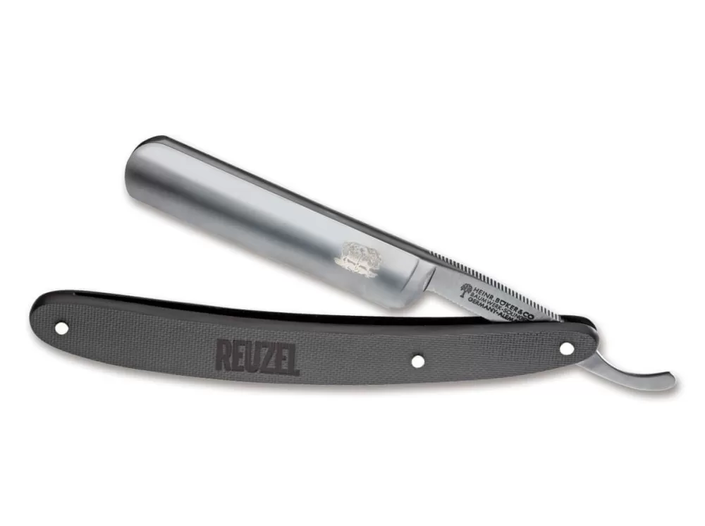 Böker Manufaktur Solingen Reuzel All Black 5/8"> Carbon Steel Straight Razors