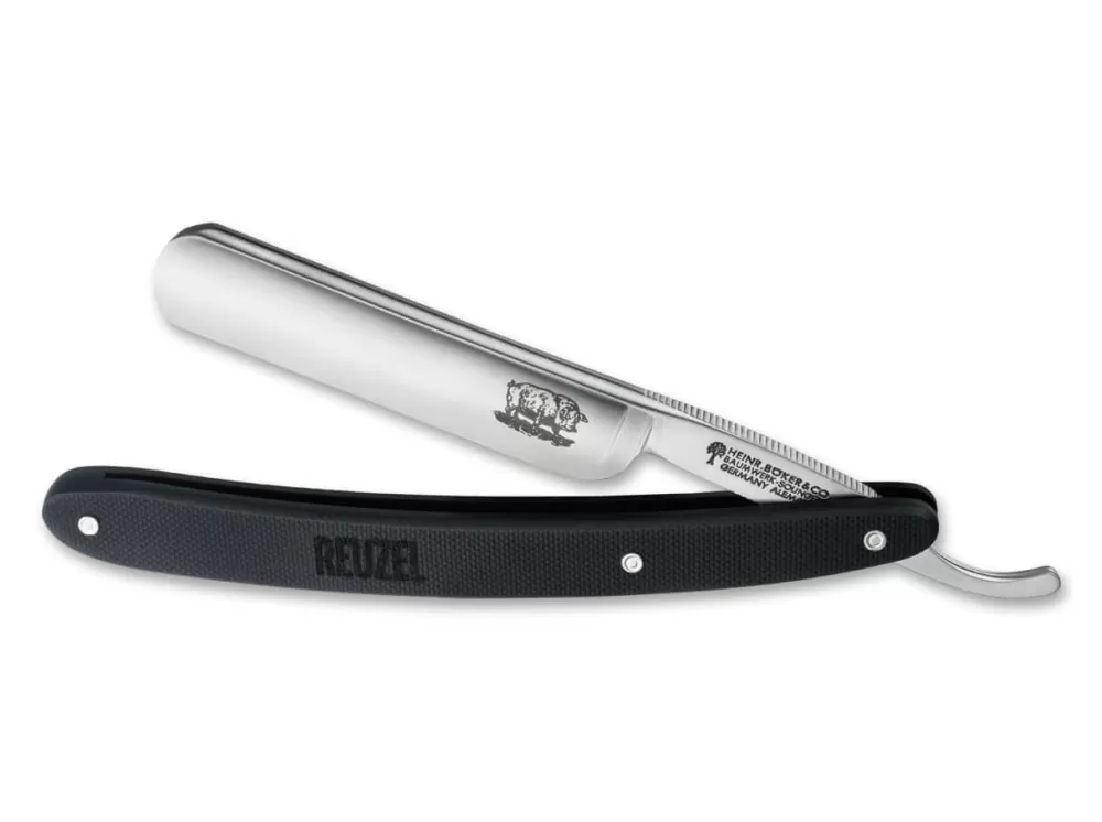 Böker Manufaktur Solingen Reuzel Black 5/8"> Carbon Steel Straight Razors