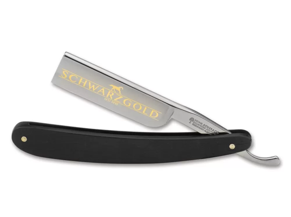 Böker Manufaktur Solingen Schwarzgold> 6/8" Straight Razors