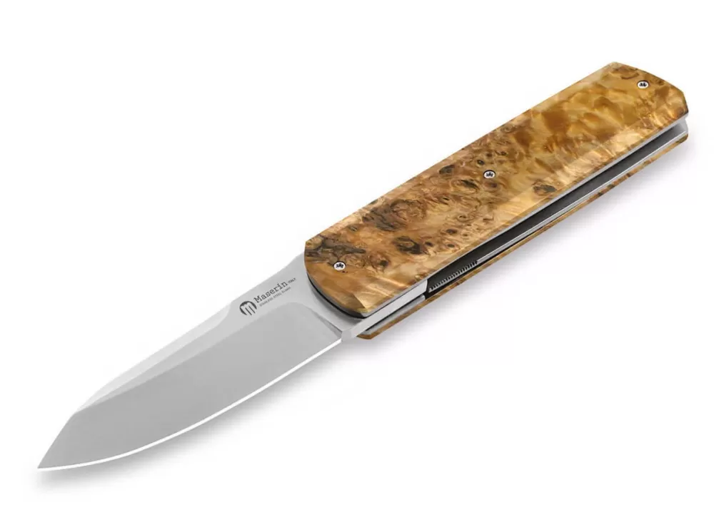 Flash Sale Maserin Silver Sport Knife Dyed Poplar Wood