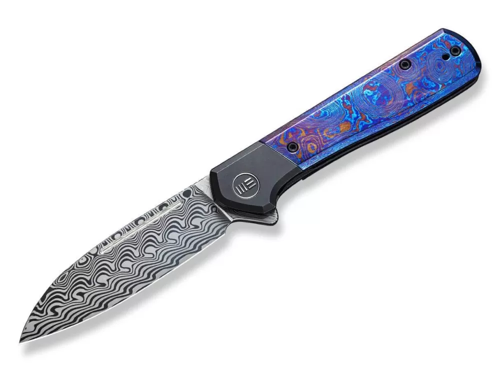 Best WE Knife Soothsayer Damascus Purple Timascus