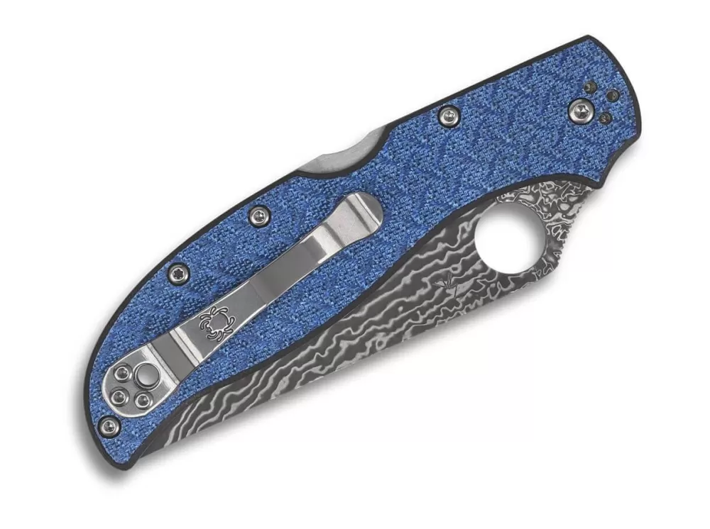 Flash Sale Spyderco Strech 2Xl Blue Nishijin Glass Fiber Damascus Sprint Run