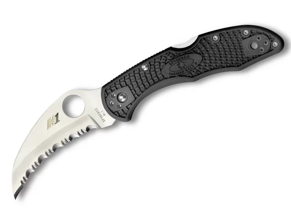 Outlet Spyderco Tasman Salt 2 Lightweight Black H1 Serrated