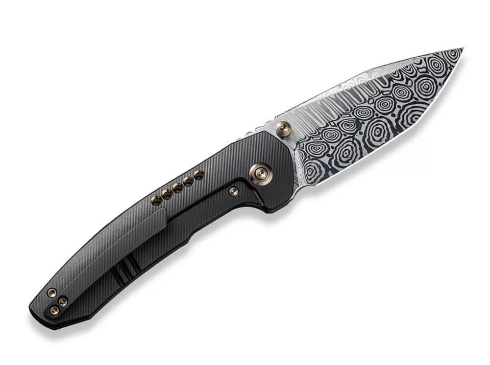 Sale WE Knife Trogon Titanium Black Damascus