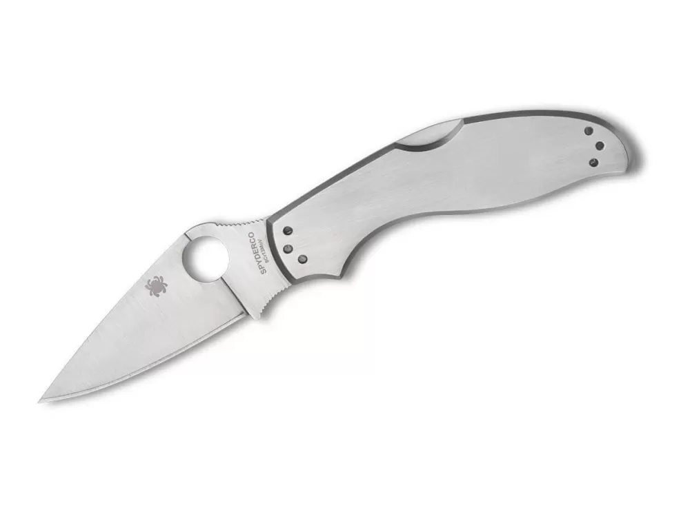 Flash Sale Spyderco Uptern Silver Plainedge