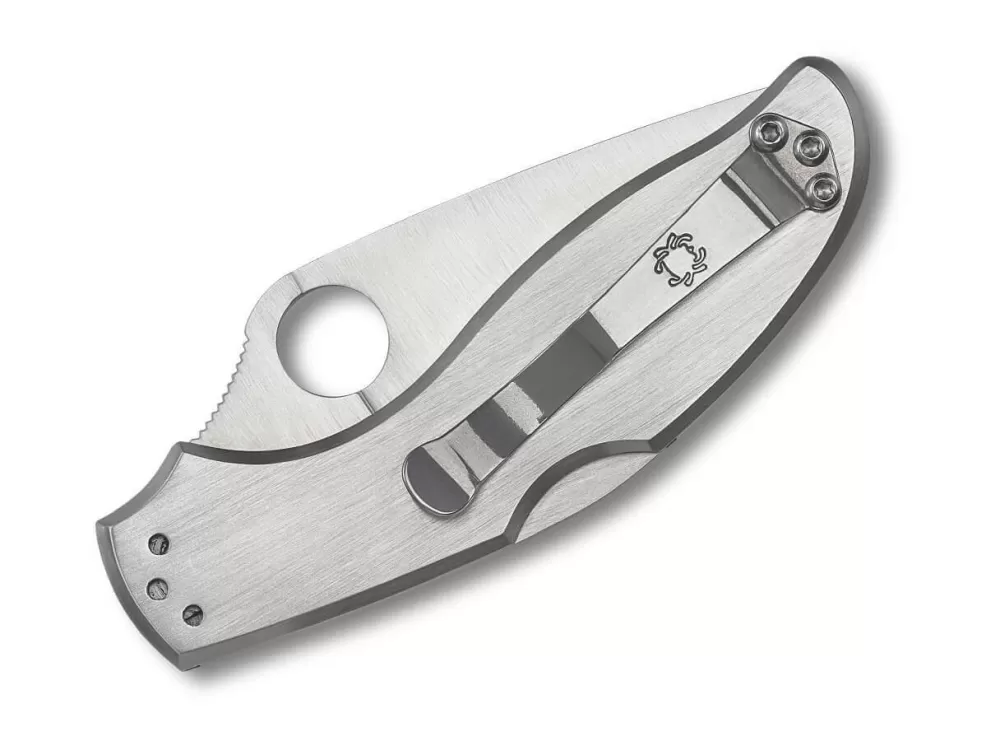 Flash Sale Spyderco Uptern Silver Plainedge