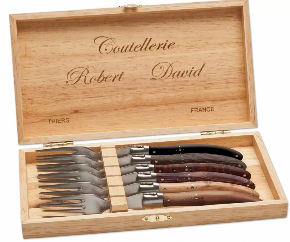 Robert David Woodvariation Steak Fork Set> Steak Cutlery